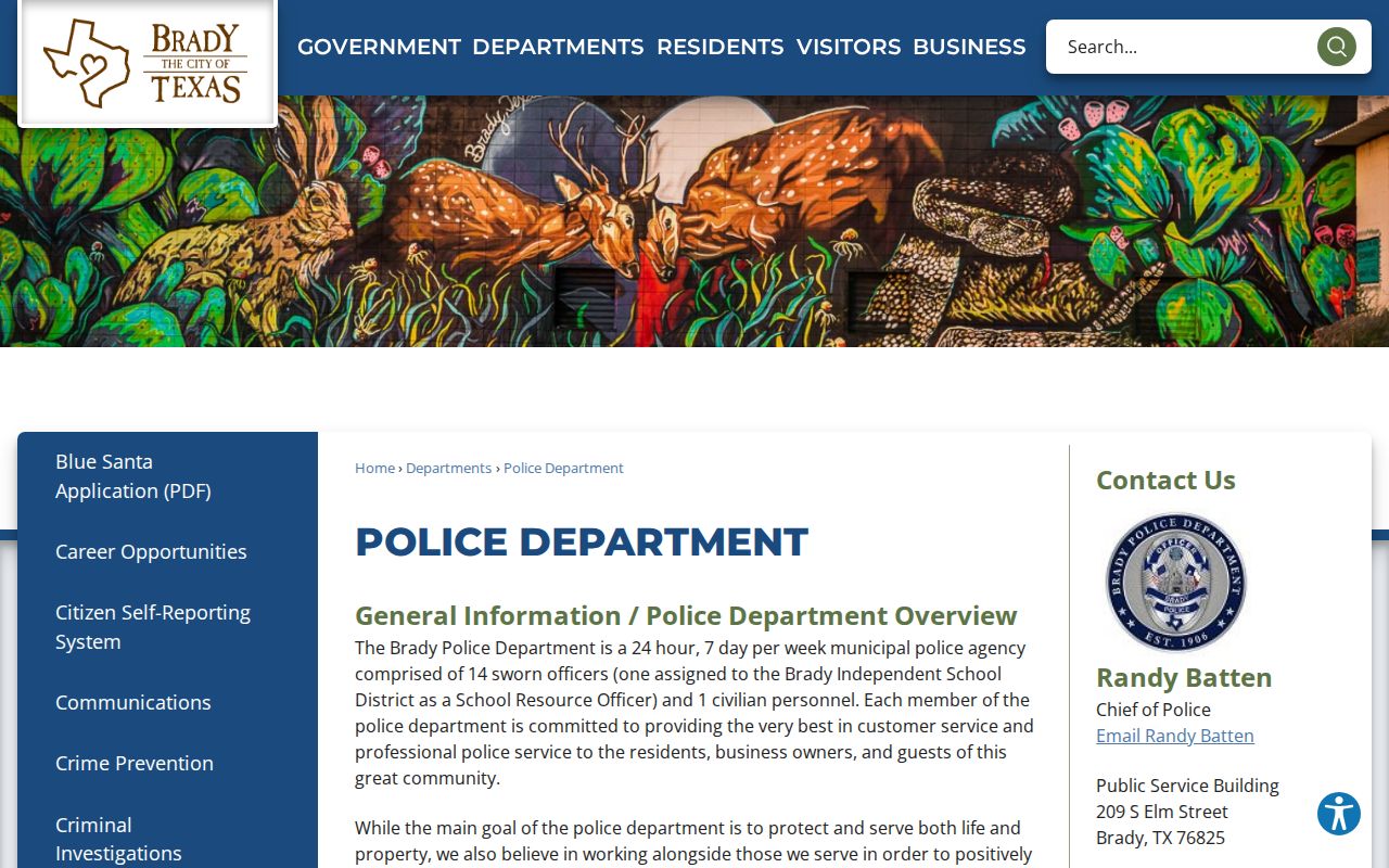 McCulloch County Brady Police Department arrest-record source